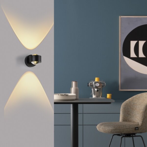 Schöner Wohnen 19331-18 - Lampada da parete LED CHIA 2xLED/2W/230V, nero