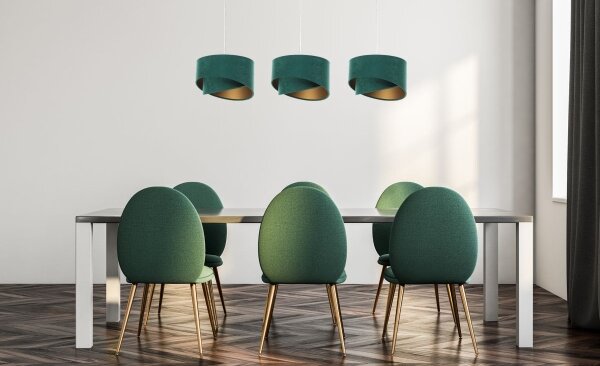 Lampadario su corda GALAXY 3xE27/60W/230V verde/oro