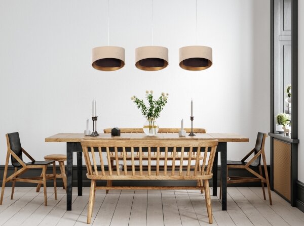 Lampadario su corda GALAXY 3xE27/60W/230V beige/marrone/oro