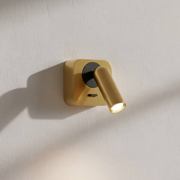 IDEAL LUX Faretto LED da parete Ideal Lux Bean, color ottone, larghezza 7 cm Bean, Ottone / Oro, Soggiorno / Sala da pranzo, Metallo, Moderno