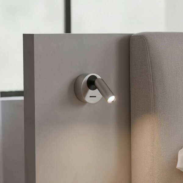 IDEAL LUX Faretto LED da parete Ideal Lux Bean, Ø 7 cm, metallo color nichelo Bean, Alluminio / Grigio / Zincato, Soggiorno / Sala da pranzo, Metallo, Moderno