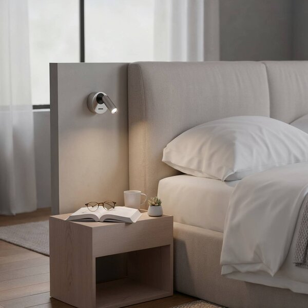 IDEAL LUX Faretto LED da parete Ideal Lux Bean, Ø 7 cm, metallo color nichelo Bean, Alluminio / Grigio / Zincato, Soggiorno / Sala da pranzo, Metallo, Moderno