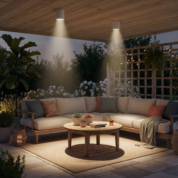 IDEAL LUX Ideal Lux plafoniera Gun, bianco, alluminio, IP44, GU10 dimmerabile, Bianco / Opale, Bagno, Alluminio, Plafoniera