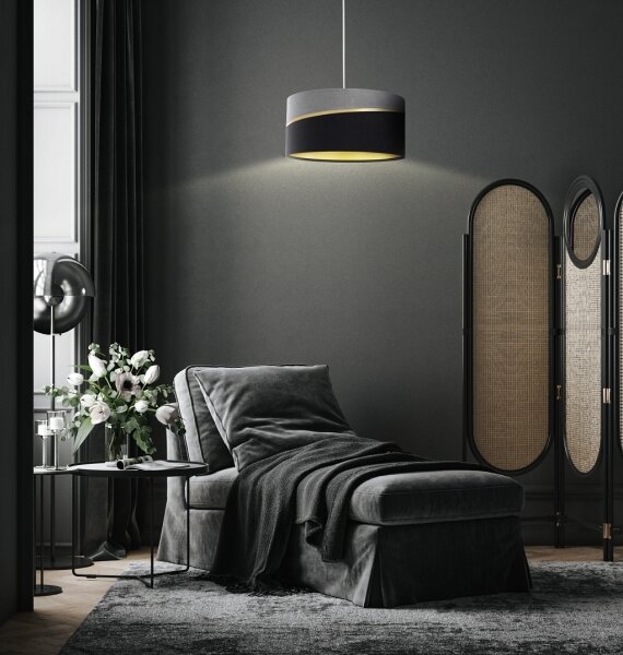 Lampadario a sospensione con filo SWING 1xE27/60W/230V nero/grigio/oro