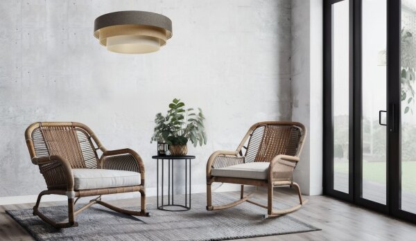 Lampadario a sospensione con filo BOHO TRINITI 1xE27/60W/230V grigio/beige/color crema