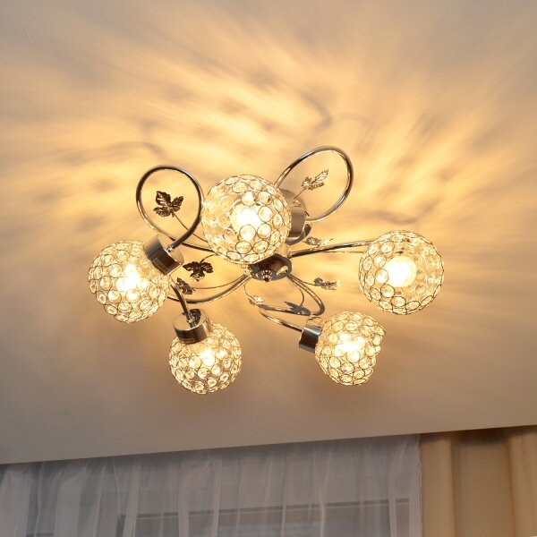 Lampadario a plafone SOPHIA 5xE27/15W/230V cromo lucido/limpido