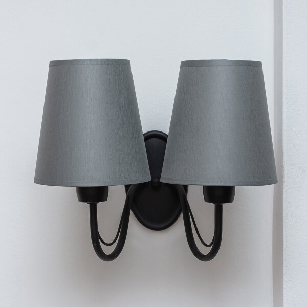 Lampada da parete MALBO 2xE27/15W/230V grigia/nera