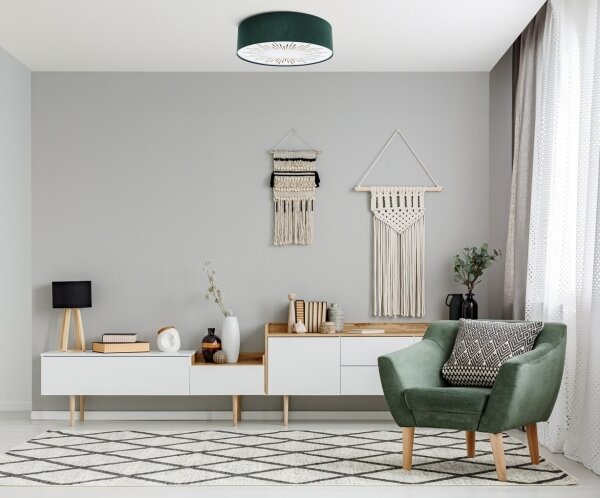Plafoniera RAYS 2xE27/60W/230V diametro 60 cm verde