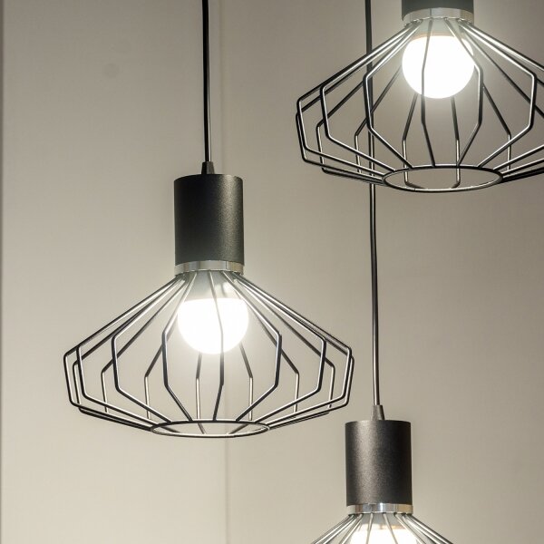 Lampadario a sospensione con cavo SOLANO 3xE27/15W/230V nero/cromo lucido