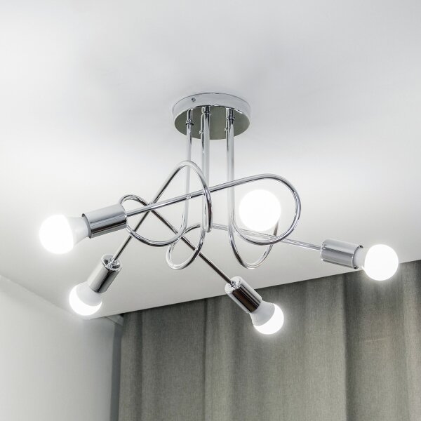 Lampadario a montaggio superficiale OXFORD 5xE27/15W/230V cromo lucido