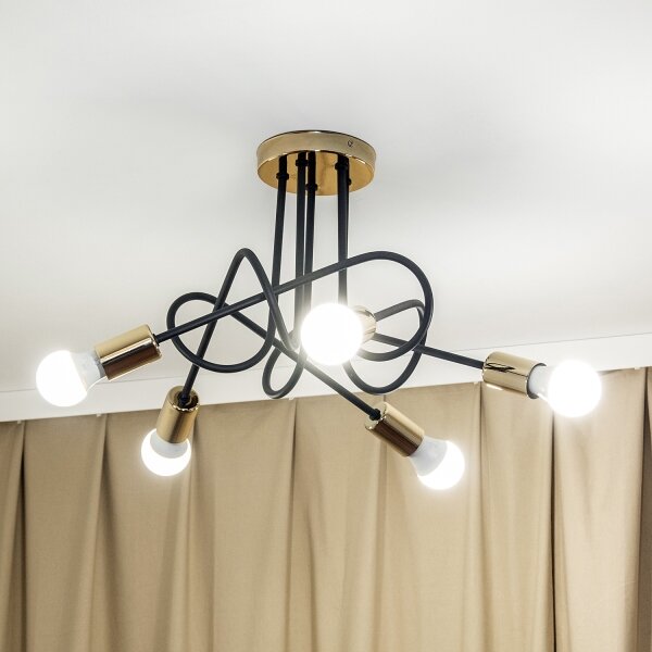 Lampadario a plafone OXFORD 5xE27/15W/230V oro/nero
