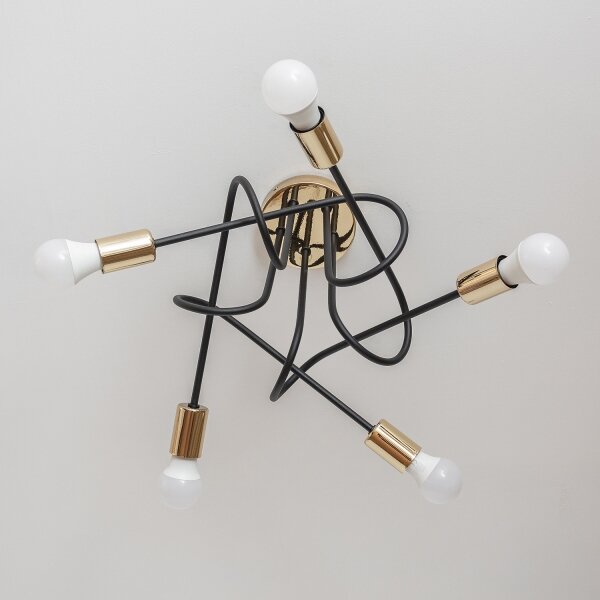 Lampadario a plafone OXFORD 5xE27/15W/230V oro/nero