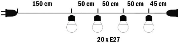 Catena decorativa da esterno MIMOSA 20xE27/1,3W/230V IP44 10m