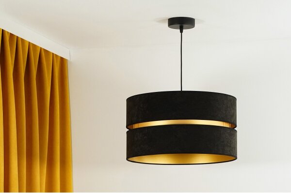 Duolla - Lampadario a sospensione con filo DUO 1xE27/15W/230V diametro 40 cm nero/oro