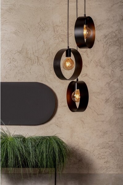 Lampadario su filo HAPPY 3xE27/60W/230V nero