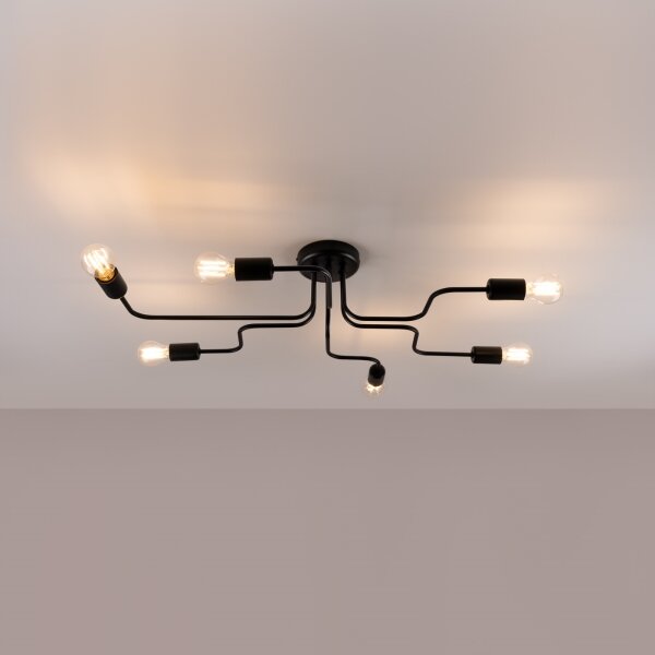 Sollux SL.1447 - Lampadario a plafone VECTOR 6xE27/15W/230V nero