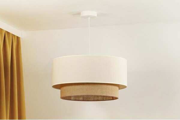 Duolla - Lampadario a sospensione con filo BOHO 1xE27/40W/230V diametro 45 cm color crema/marrone