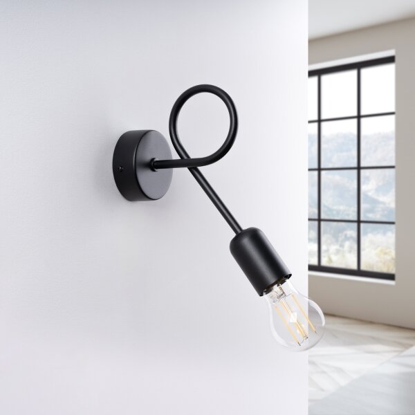 Sollux SL.1433 - Applique LOOP 1xE27/15W/230V nero