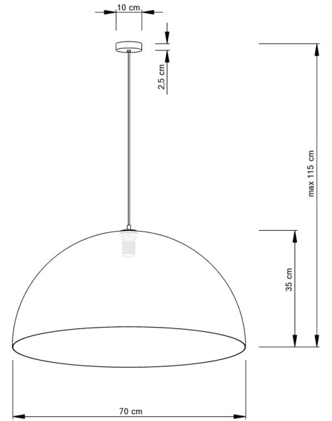 Lampadario a sospensione con filo SFERA 1xE27/60W/230V diametro 70 cm oro/nero