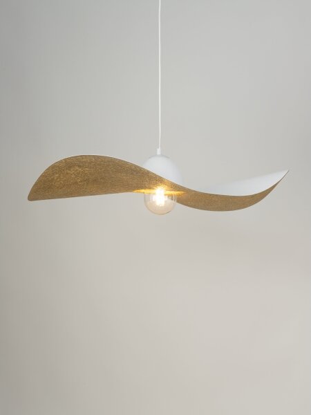 Lampadario a sospensione con filo KAPELLO 1xE27/60W/230V diametro 76 cm bianco/oro