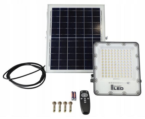 Proiettore solare dimmerabile LED/150W/3,2V 5000K 15000 mAh IP65 nero + telecomando