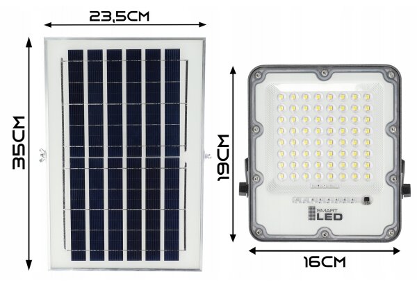 Proiettore solare dimmerabile a LED/50W/3,2V 5000K 6000 mAh IP65 nero + telecomando