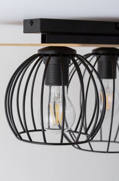 Lampadario a plafone CYBER 2xE27/60W/230V legno/nero