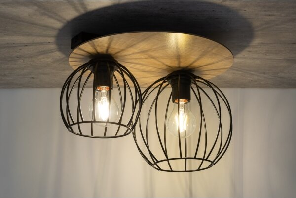 Lampadario a plafone CYBER 2xE27/60W/230V legno/nero