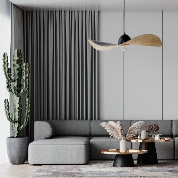 Lampadario a sospensione con filo KAPELLO 1xE27/60W/230V diametro 76 cm nero/oro