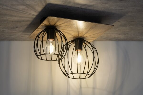 Lampadario a plafone CYBER 2xE27/60W/230V legno/nero