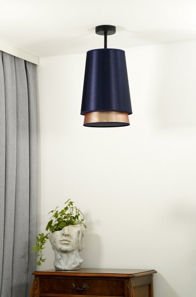 Duolla - Lampadario a plafone BELL SHINY 1xE27/15W/230V diametro 25 cm blu/rame