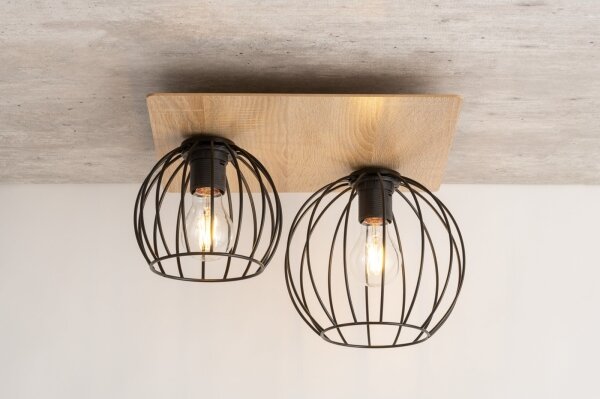 Lampadario a plafone CYBER 2xE27/60W/230V legno/nero
