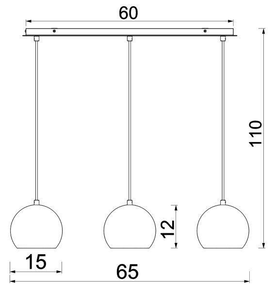 Lampadario a cavo SOOL 3xE27/15W/230V bianco