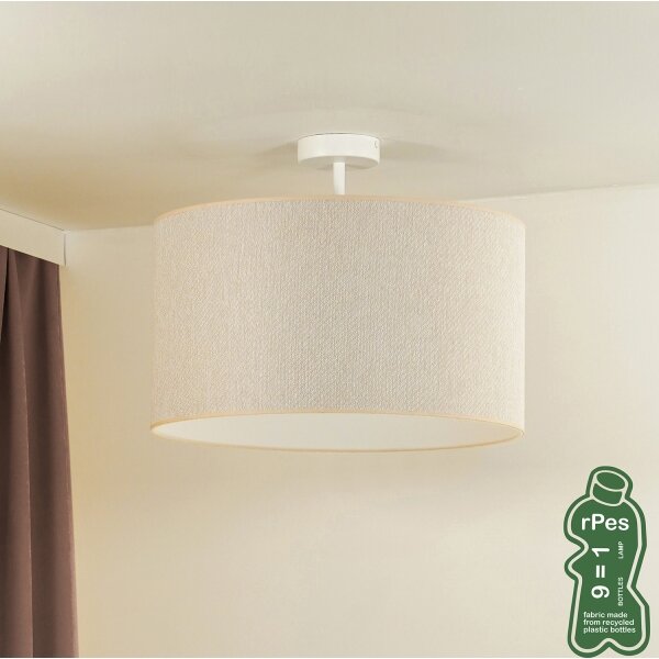 Duolla - Lampadario a plafone ROLLER ECO RECYCLING 1xE27/15W/230V diametro 45 cm color crema
