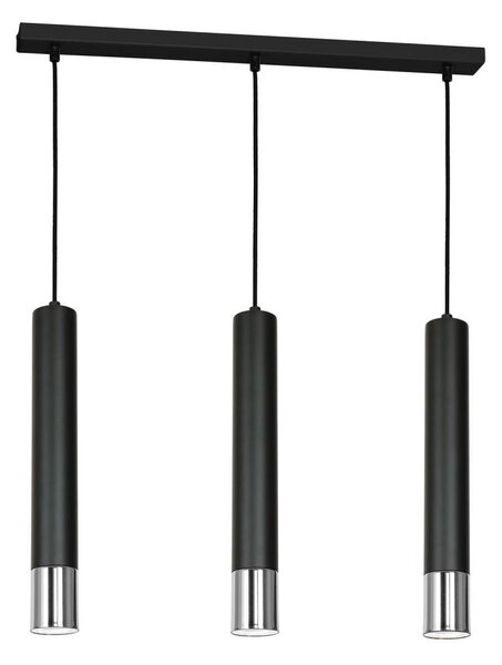 Lampadario a sospensione con filo NEST 3xGU10/8W/230V nero/cromo lucido