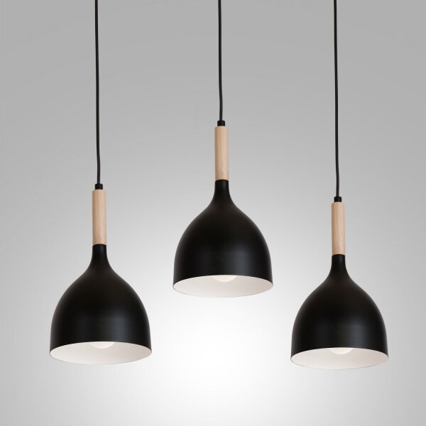 Lampadario a sospensione con filo NOAK WOOD 3xE27/60W/230V