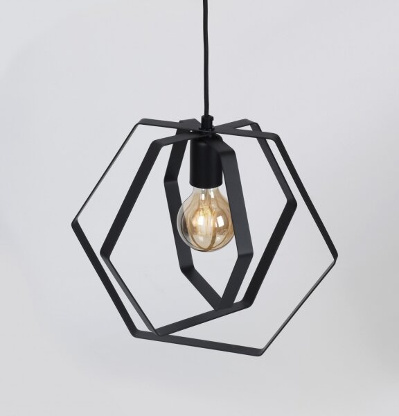 Lampadario su filo HEXAGON 3xE27/60W/230V nero