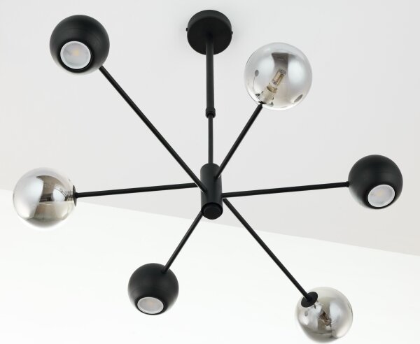 Jupiter 1974 - Lampadario a sospensione con supporto rigido MOKA 3xGU10/10W/230V + 3xG9/10W/230V nero/cromo