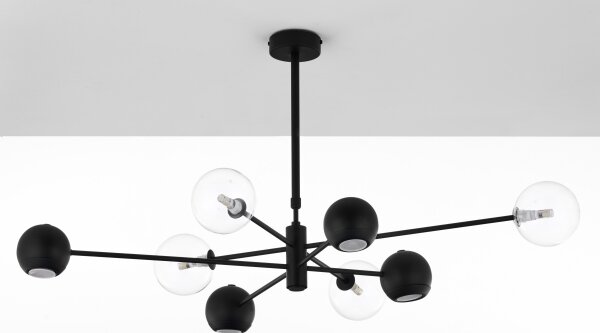 Jupiter 1996 - Lampadario a sospensione con supporto rigido MOKA 4xGU10/10W/230V + 4xG9/10W/230V nero/limpido
