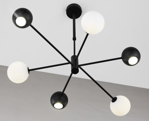 Jupiter 1997 - Lampadario a sospensione con supporto rigido MOKA 3xGU10/10W/230V + 3xG9/10W/230V nero/bianco