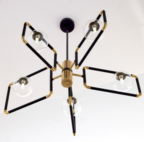 Jupiter 1985 - Lampadario a sospensione con supporto rigido IBRA 5xG9/10W/230V nero/oro