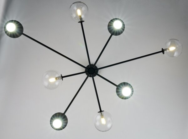 Jupiter 1996 - Lampadario a sospensione con supporto rigido MOKA 4xGU10/10W/230V + 4xG9/10W/230V nero/limpido