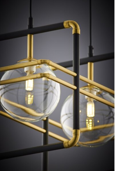 Jupiter 2029 - Lampadario a sospensione con filo FIORI 2xG9/10W/230V nero/oro/limpido