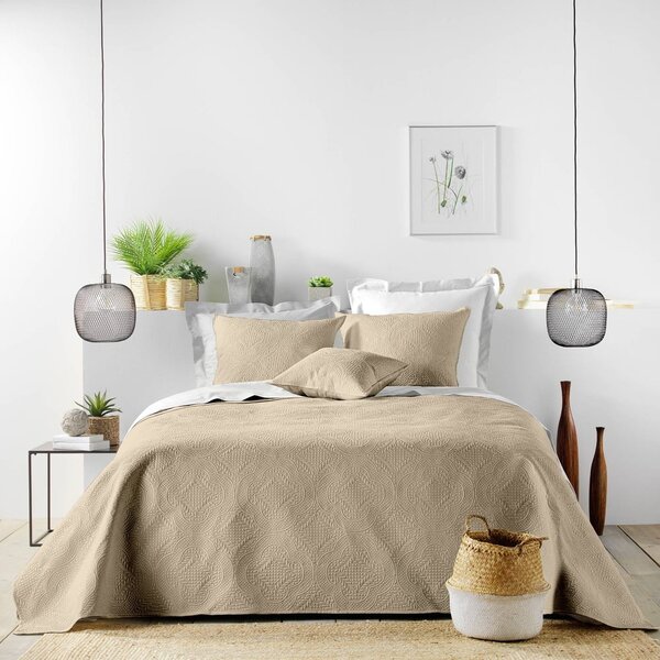 Set con copriletto e federa marrone chiaro in microfibra 240x260 cm Romane – douceur d'intérieur