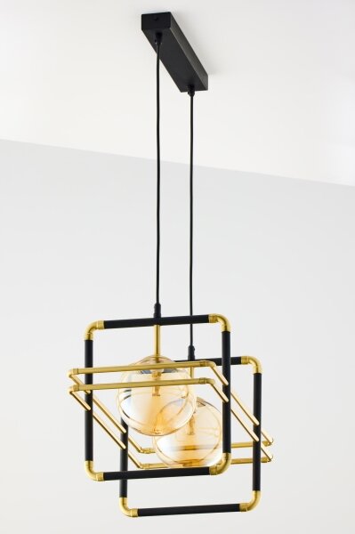 Jupiter 2026 - Lampadario a sospensione con filo FIORI 2xG9/10W/230V nero/oro/beige