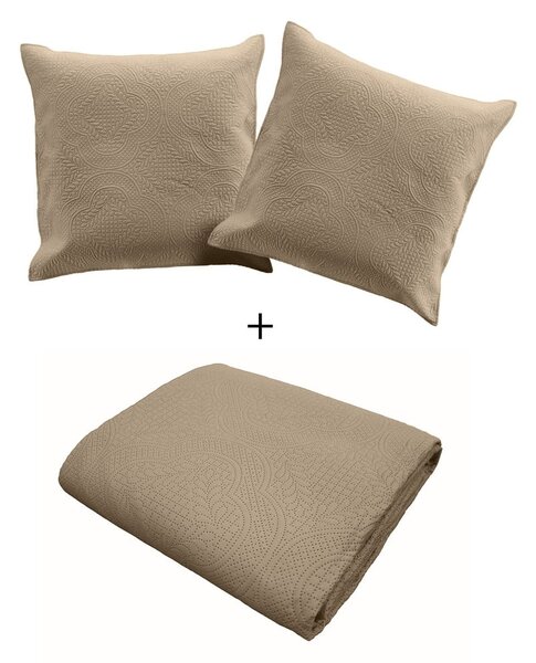Set con copriletto e federa marrone chiaro in microfibra 240x260 cm Romane – douceur d'intérieur