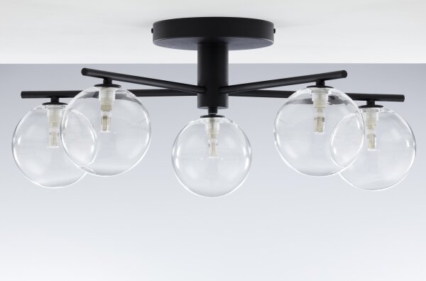Jupiter 2046 - Lampadario a plafone PRATO 5xG9/10W/230V nero/limpido