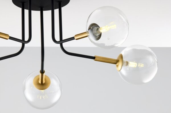 Jupiter 2040 - Lampadario a sospensione con supporto rigido BURANO 5xG9/10W/230V nero/oro/limpido
