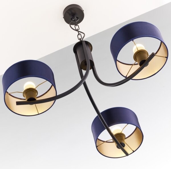 Jupiter 2099 - Lampadario a catena ARTHUR 3xE27/15W/230V blu/nero