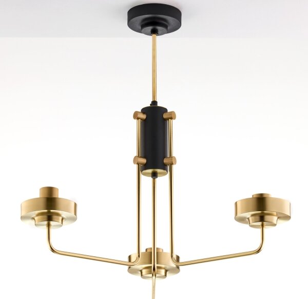 Jupiter 2087 - Lampadario a stelo RAMIREZ 3xE27/15W/230V dorato/nero